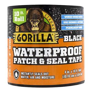 Gorilla Waterproof Patch & Seal Tape 4″ x 10′ Black, (Pack of 1)