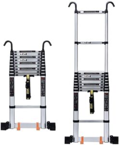 NIVOK Ladders Telesladder with Detachable Hook Industrial Telescoping Ladder Multi-Purpose Extension Ladder for Household or Emergency Use