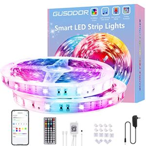 GUSODOR Led Strip Lights 65.6 Feet Led Lights Music Sync Smart Rope Lights Color Changing Timing 44 Key Remote App Control RGB Tape Light DIY Led Lights for Bedroom Home TV Party (Package May Vary)