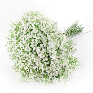 Artificial Baby Breath Gypsophila Flowers Bouquets 15 pcs Real Touch Flowers for Wedding Party DIY Wreath Floral Arrangement Home Decoration (White)