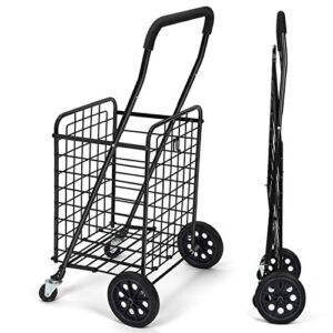 Pipishell Shopping Cart with Dual Swivel Wheels for Groceries – Compact Folding Portable Cart Saves Space – with Adjustable Handle Height – Lightweight Easy to Move Holds up to 70L/Max 66Ibs -PITUC1