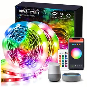 DAYBETTER Led Lights for Bedroom 100ft Led Strip Lights (2 Rolls of 50ft) Music Sync Color Changing, Smart WiFi Led Light Strip Works with Alexa and Google Assistant, App Control, Timer, Room Decor