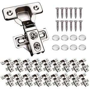 KONIGEEHRE 20 Pack Soft Close Cabinet Door Hinges for 1/2″ Partial Overlay Cupboard, 100 Degree Opening Angel, Stainless Concealed Kitchen Cabinet Hinges with Mounting Screws and Manual