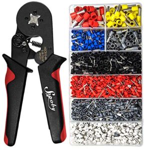 Ferrule Crimping Tool Kit – Sopoby Ferrule Crimper Plier (AWG 28-7) with 1800pcs Wire Ferrules Kit Wire Ends Terminals