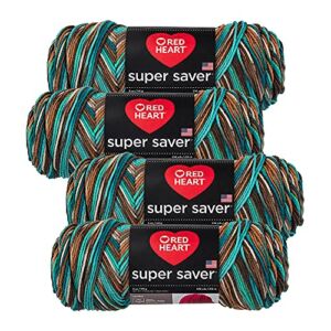Red Heart Super Saver Yarn (4-Pack of 5oz Skeins) (Reef)