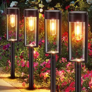 LETMY Solar Pathway Lights Outdoor, 6 Pack Super Bright Solar Outdoor Lights, IP65 Waterproof Auto On/Off Solar Garden Lights Solar Powered Landscape Path Lights for Yard Lawn Patio Walkway Driveway