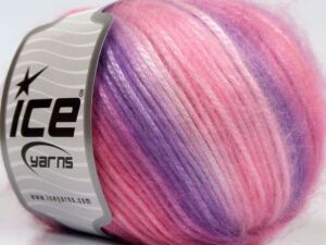 Ice Yarns Pinks and Lilacs Picasso Fuzzy with Subtle Sheen Yarn, Polyester, Acrylic Blend 50 Gram 125 Yards, Pink Shades, Lilac Purple