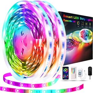 Reemeer 100ft Led Lights for Bedroom, Led Strip Lights Music Sync Color Changing Led Lights W/ App Control and Remote, Led Light Strips Used for Party, Home Decoration