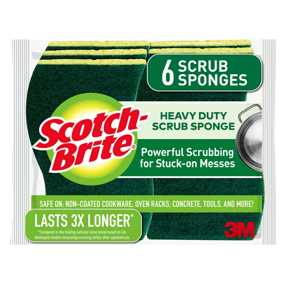 Scotch-Brite Heavy Duty Scrub Sponges, For Washing Dishes and Cleaning Kitchen, 6 Scrub Sponges | The Storepaperoomates Retail Market - Fast Affordable Shopping