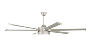 Craftmade 78″ Prost PRT78PN6 Smart Indoor/Outdoor Damp Rated Ceiling Fan in Painted Nickel Finish, 6 Tipped Blades, DC Motor; Integrated LED Light, Optional Lens Cover, Remote Included, WI-FI enabled