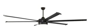 Craftmade 102″ Prost PRT102FB6 Smart Indoor/Outdoor Damp Rated Ceiling Fan in Flat Black Finish, 6 Tipped Blades, DC Motor; Integrated LED Light, Optional Lens Cover, Remote Included, WI-FI enabled