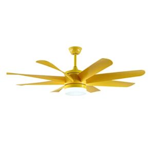 LLLY Large Fan for Home Pendant Light Chandelier Remote Control Living Room Outdoor Ceiling Fans with LED Lights Lamps Home (Color : Yellow, Size : 60 Inch)