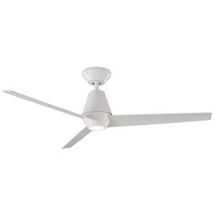 Slim Smart Indoor and Outdoor 3-Blade Ceiling Fan 52in Matte White with 3000K LED Light Kit and Remote Control works with Alexa, Google Assistant, Samsung Things, and iOS or Android App
