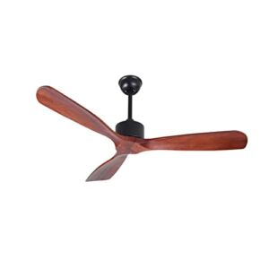 LLLY Industrial Vintage Ceiling Fan Without Light Wooden Ceiling Fans with Remote Control Simple Home Fining Room Loft Fan (Size : 52 inch 110V)