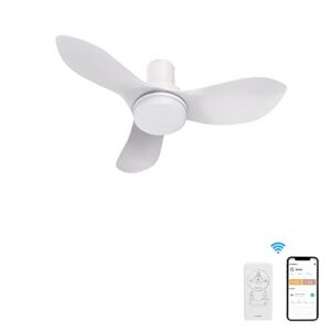 Low Profile Ceiling Fan with Light Remote Control, Indoor & Outdoor Ceiling Fan Work with APP, Alexa, Siri, Google Home, 36″ Small Ceiling Fan with 10-speed DC Motor, Flush Mount Ceiling Fan