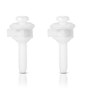 Toilet Seat Screws Bolts Replacement, Plastic Toilet Seat Hinge Bolts with Plastic Nuts and Washers for Fixing The Top Mount Toilet Seat, 2 Pieces