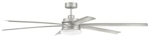 Craftmade 72″ Chillz Smart Ceiling Fan in Painted Nickel Finish, Custom Painted Nickel Blades, Integrated LED Light Kit, Remote Control Included, WI-FI Optional, Damp Rated, CLZ72PN6