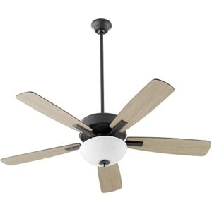 Milky Whey 5 Blade Ceiling Fan with Light Kit in Transitional Style-17.25 inches Tall and 52 inches Wide Matte Black Matte Black/Weathered Gray Milky Whey 5 Blade Ceiling Fan with Light Kit in
