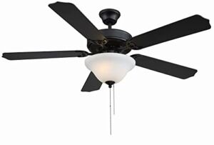 5 Blade Ceiling Fan with Light Kit-Traditional Style with Transitional Inspirations-13.83 inches Tall by 52 inches Wide Matte Black English Bronze Finish with Walnut/Chestnut Blade Finish with White
