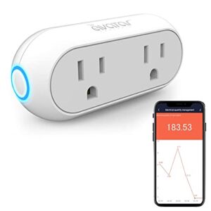 Energy Monitor Smart Plugs That Work with Alexa Google Home Siri – Wireless 2.4G WiFi Outlet w/Smart Life Tuya Avatar Controls IFTTT – 10A Mini Dual Socket Enchufe Inteligente with Timer – 1 Pack