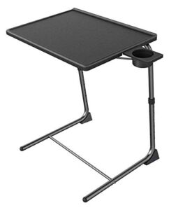 Adjustable TV Tray Table – TV Dinner Tray on Bed & Sofa, Comfortable Folding Table with 6 Height & 3 Tilt Angle Adjustments (Black)