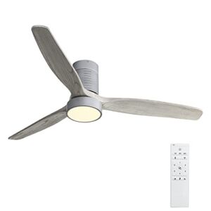 52″ Wood Ceiling Fan With Lights,6 Speeds Ceiling Fans with Remote Control, 3 Wood Fan Blade Ceiling Fans for Bedroom, Living Room, Kitchen