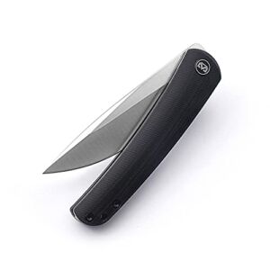 Miguron Knives Akri Front Flipper Folding Knife 3.5″ 14C28N Satin Blade G10 Handle Pocket Knife MGR-801WH
