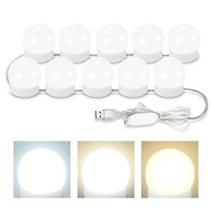 LED Vanity Lights For Mirror, Consciot Hollywood Style Vanity Lights With 10 Dimmable Bulbs, Adjustable Color & Brightness, USB Light Kit, Mirror Lights Stick On For Makeup Table & Bathroom Mirror