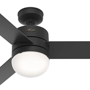 Hunter Fan 54 inch Casual Matte Black Indoor Ceiling Fan with LED Light Kit and Remote Control (Renewed)