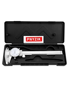 6 Inch Dial Caliper +/-0.001 Inch Accuracy, Shockproof Hardened Stainless Steel Metal 4-Way Measurement Calipers Measuring Tool with Plastic Case