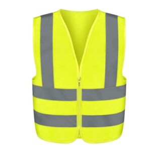NEIKO 53941A High Visibility Safety Vest with Reflective Strips | Size Large | Neon Yellow Color | Zipper Front | For Emergency, Construction and Safety Use