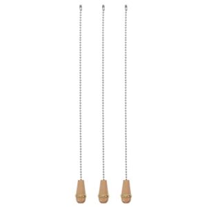 OSALADI 3pcs Light Pull Chains, Ceiling Fan Chain Pulls, Light Pull Cord with Wooden Knob, Wooden Pull Chain Extension for Ceiling Light Lamp Fan Chain (Wooden)