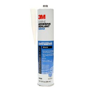3M Marine Adhesive Sealant 5200 (06504) Permanent Bonding and Sealing for Boats and RVs Above and Below the Waterline Waterproof Repair, Black, 10 fl oz Cartridge