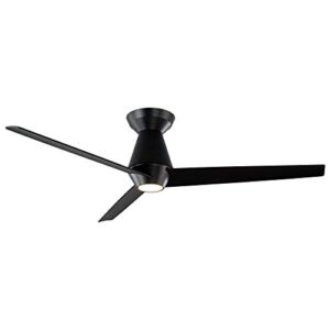 Slim Smart Indoor and Outdoor 3-Blade Flush Mount Ceiling Fan 52in Matte Black with 3000K LED Light Kit and Remote Control works with Alexa, Google Assistant, Samsung Things, and iOS or Android App