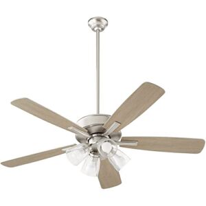 Milky Whey 5 Blade Ceiling Fan with Light Kit in Transitional Style-18.25 inches Tall and 52 inches Wide Satin Nickel Silver/Weathered Gray Milky Whey 5 Blade Ceiling Fan with Light Kit in