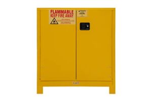 Durham 1030ML-50 Flammable Safety Cabinet with 2 Manual Door and Legs, 43″ x 18″ x 50″, 30 gal Capacity, Yellow