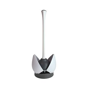 Clorox 620027 Toilet Plunger and Hideaway Caddy Bathroom Combo, Base, White/Grey