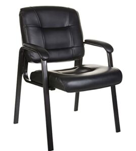 Amazon Basics Classic Faux Leather Office Desk Guest Chair with Metal Frame – Black