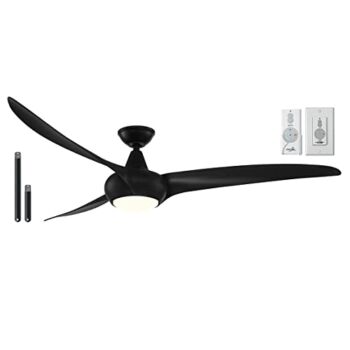 Minka-Aire F848-CL Light Wave 65″ Ceiling Fan, Black Finish with Remote and Additional Wall Control and Additional 3.5″ Downrod… | The Storepaperoomates Retail Market - Fast Affordable Shopping
