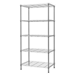 SINGAYE 5 Tier Adjustable Storage Shelf Metal Storage Rack Wire Shelving Unit Storage Shelves Metal 660Lbs Capacity 23.6″ L x 14″ W x 59.1″ H for Pantry Closet Kitchen Laundry Silver