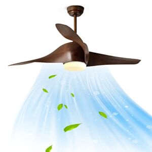52” Ceiling Fans with Lights and Remote, Pikoi 3 Blade modern Ceiling Fan with Noiseless Reversible for Patio Living Room, Bedroom