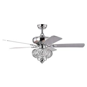 Parrot Uncle Ceiling Fans with Lights and Remote Crystal Chandelier Ceiling Fan with Light, 50 Inch, Chrome
