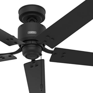 Hunter Fan 52 inch Casual Matte Black Indoor/Outdoor Ceiling Fan with 5 Blades and Pull Chain (Renewed)