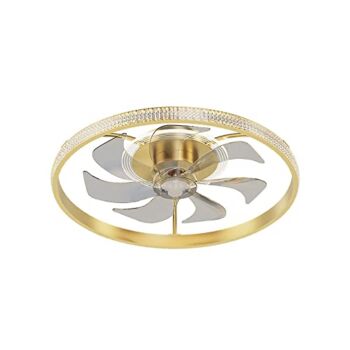 XFSHZWN Gold Diamond Border Ceiling Fan with Lights 35W 50cm Dimmable Flush Mount Ceiling Fan Light Silent PC Invisible Fan Blade Ceiling Lamp with Fan 6 Speeds Metal Light Fixtures | The Storepaperoomates Retail Market - Fast Affordable Shopping