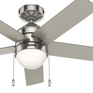 Hunter Fan 44 inch Contemporary Brushed Nickel Indoor Ceiling fan with Light Kit and Pull Chain (Renewed)