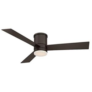 Axis Smart Indoor and Outdoor 3-Blade Flush Mount Ceiling Fan 52in Bronze with 3000K LED Light Kit and Remote Control works with Alexa, Google Assistant, Samsung Things, and iOS or Android App