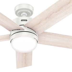 Hunter Fan 52 inch Casual Fresh Whit Indoor Ceiling Fan with LED Light Kit and Remote Control (Renewed)