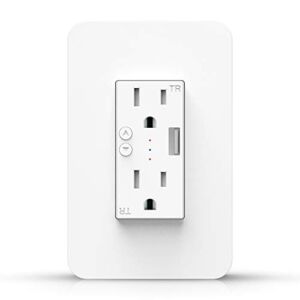 Smart WiFi Wall Outlet Plug, WiFi Wall Socket Duplex Receptacle, 15 Amp with 2 Independent Control, Compatible with Amazon Alexa and Google Home