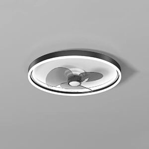 Fieewealth Simple and Thin Round with Remote Control Ceiling Fan with Lights 3 Color Temperature Stepless Dimming Fan Lamp Smart Timing Bedroom, Living Room Semi Flush Mount Ceiling Fans Light