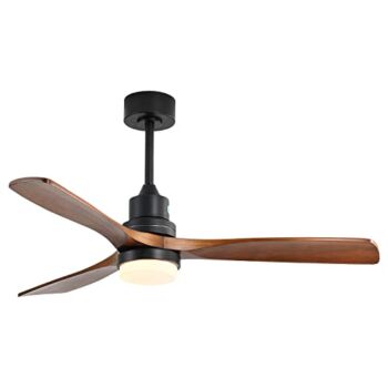52” Modern Ceiling Fan with LED Light Remote Control | Noiseless Flush Mount Ceiling Fan with Lights | Natural Walnut Wood Ceiling Fan | The Storepaperoomates Retail Market - Fast Affordable Shopping